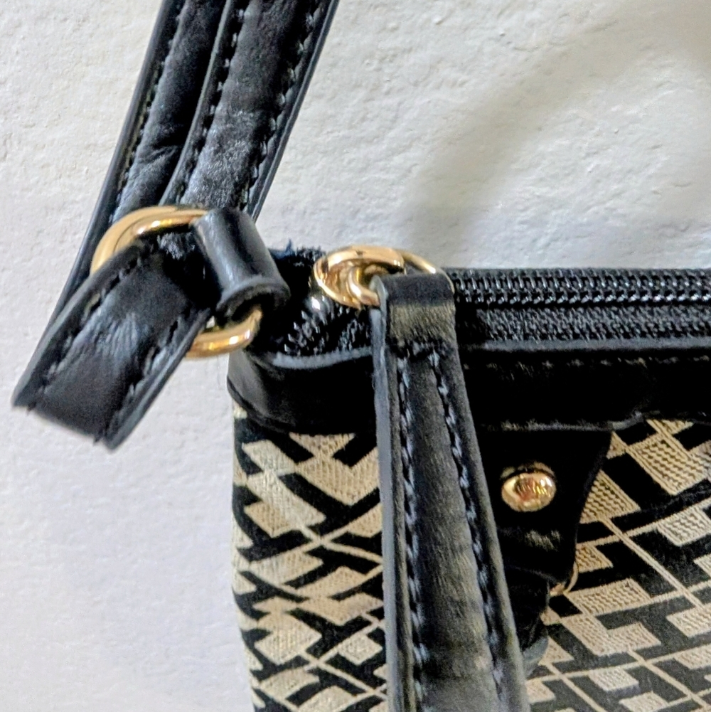 Tommy Hilfiger Monogram Logo Crossbody Bag - Black & Cream/Tan - Picture 4 of 6